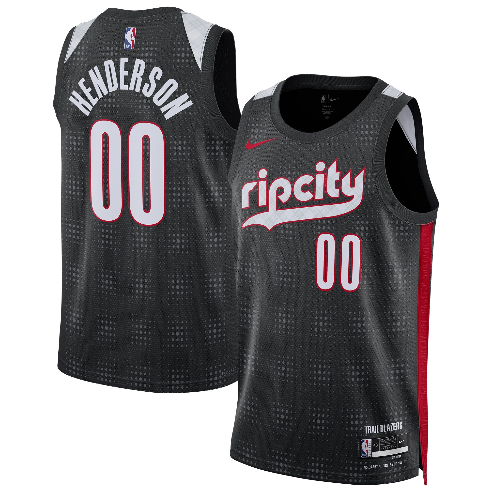 unisex portland trail blazers scoot henderson nike black 202425 swingman player jersey - city edition