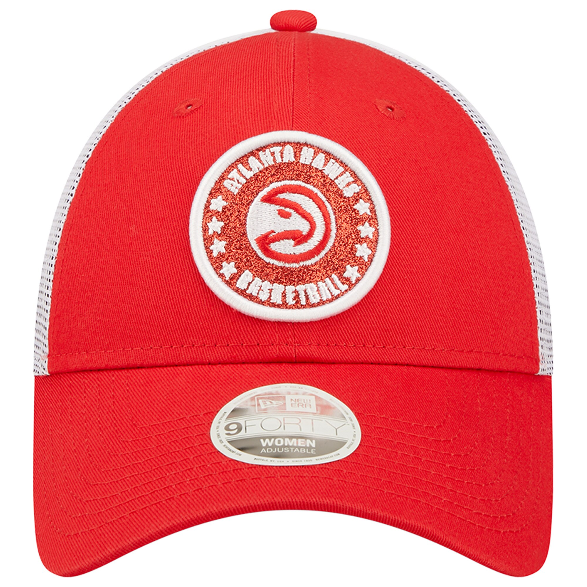 women8217s atlanta hawks new era redwhite glitter patch 9forty snapback hat – Genuine NBA Hats & Jerseys for Fans