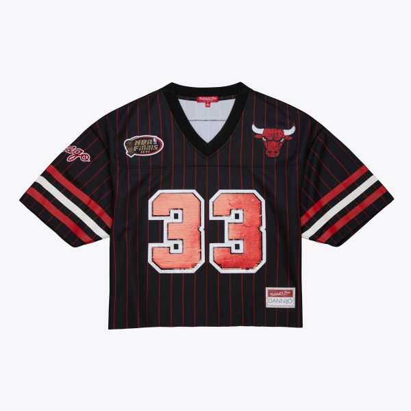 women8217s chicago bulls scottie pippen mitchell amp ness x dannijo black cropped football fashion jersey – Genuine NBA Hats & Jerseys for Fans