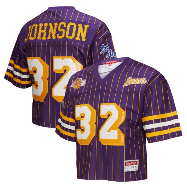 women8217s los angeles lakers magic johnson mitchell amp ness x dannijo purple cropped football fashion jersey 202757162 – Genuine NBA Hats & Jerseys for Fans