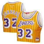 women8217s los angeles lakers magic johnson mitchell amp ness x dannijo yellow fashion cropped basketball jersey – Genuine NBA Hats & Jerseys for Fans