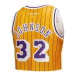 women8217s los angeles lakers magic johnson mitchell amp ness x dannijo yellow fashion cropped basketball jersey – Genuine NBA Hats & Jerseys for Fans