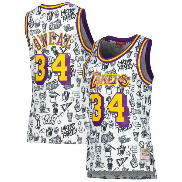 women8217s los angeles lakers shaquille o8217neal mitchell amp ness white 1996 doodle swingman jersey – Genuine NBA Hats & Jerseys for Fans