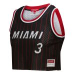 women8217s miami heat dwyane wade mitchell amp ness x dannijo black fashion cropped basketball jersey – Genuine NBA Hats & Jerseys for Fans
