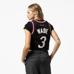 women8217s miami heat dwyane wade mitchell amp ness x dannijo black fashion cropped basketball jersey – Genuine NBA Hats & Jerseys for Fans