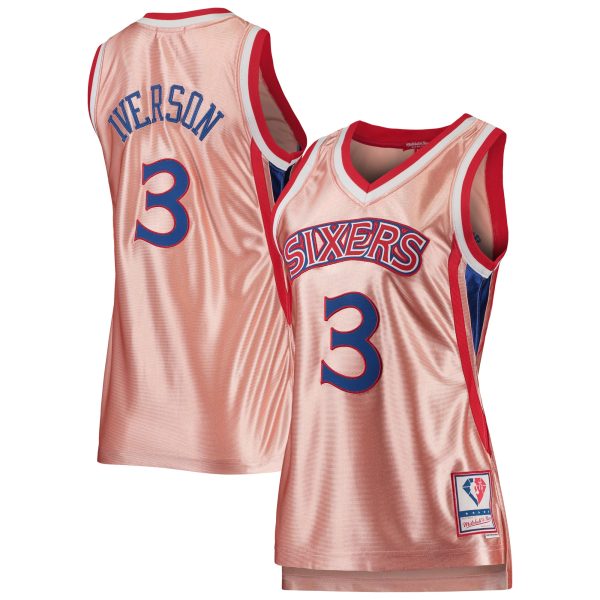 women8217s philadelphia 76ers allen iverson mitchell amp ness pink 75th anniversary rose gold 1996 swingman jersey – Genuine NBA Hats & Jerseys for Fans