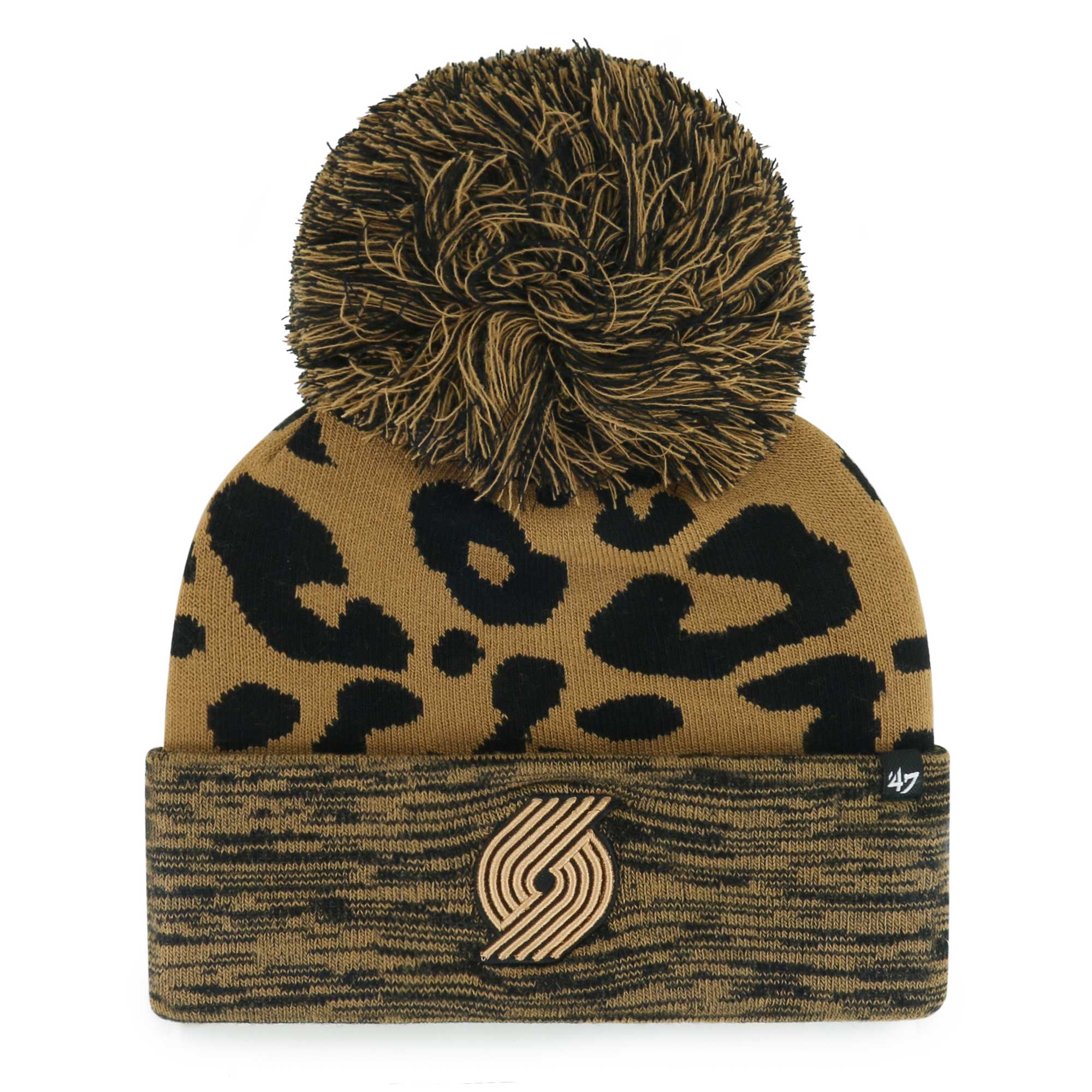 women8217s portland trail blazers 821747 leopard rosette cuffed knit hat with pom – Genuine NBA Hats & Jerseys for Fans