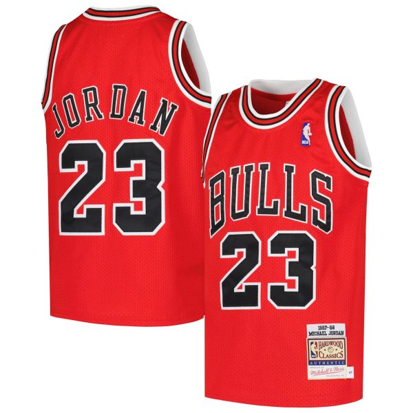 youth chicago bulls michael jordan mitchell amp ness red hardwood classics 199798 authentic jersey – Genuine NBA Hats & Jerseys for Fans
