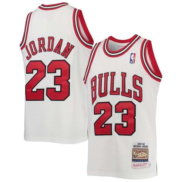 youth chicago bulls michael jordan mitchell amp ness white 199798 hardwood classics authentic jersey – Genuine NBA Hats & Jerseys for Fans