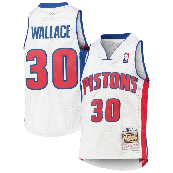 youth detroit pistons rasheed wallace mitchell amp ness white 200304 hardwood classics swingman jersey – Genuine NBA Hats & Jerseys for Fans