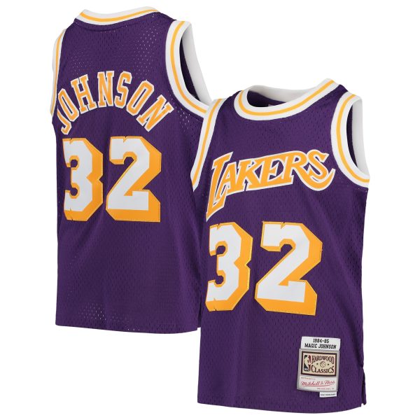 youth los angeles lakers magic johnson mitchell amp ness purple 1984-85 hardwood classics swingman throwback jersey – Genuine NBA Hats & Jerseys for Fans
