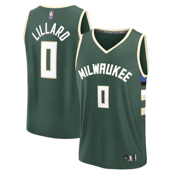 youth milwaukee bucks damian lillard fanatics hunter green fast break replica player jersey – icon edition – Genuine NBA Hats & Jerseys for Fans