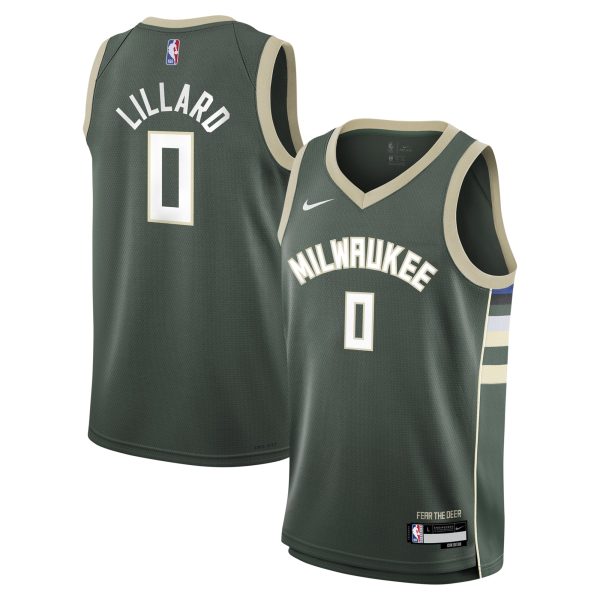 youth milwaukee bucks damian lillard nike hunter green swingman jersey – icon edition – Genuine NBA Hats & Jerseys for Fans