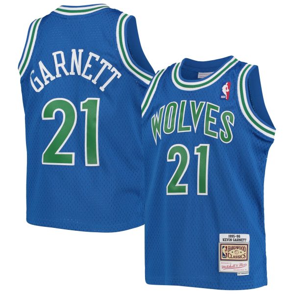 youth minnesota timberwolves kevin garnett mitchell amp ness blue 1995-96 hardwood classics swingman jersey – Genuine NBA Hats & Jerseys for Fans