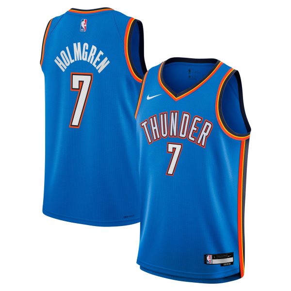 youth oklahoma city thunder chet holmgren nike blue swingman jersey – icon edition – Genuine NBA Hats & Jerseys for Fans