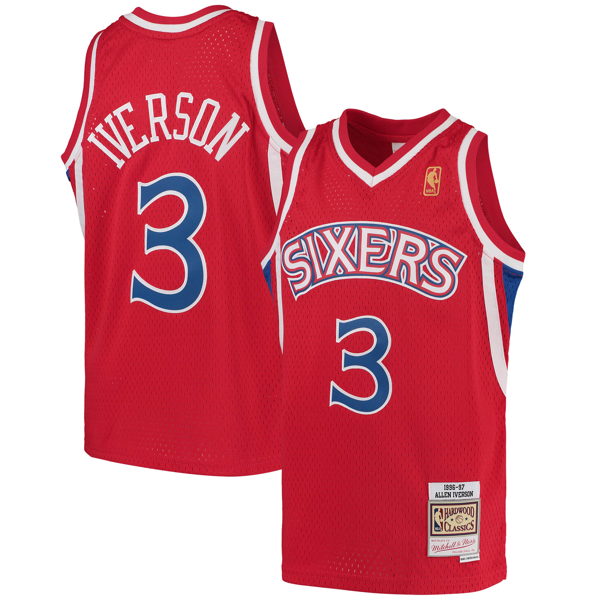 youth philadelphia 76ers allen iverson mitchell amp ness red 199697 hardwood classics swingman throwback jersey – Genuine NBA Hats & Jerseys for Fans