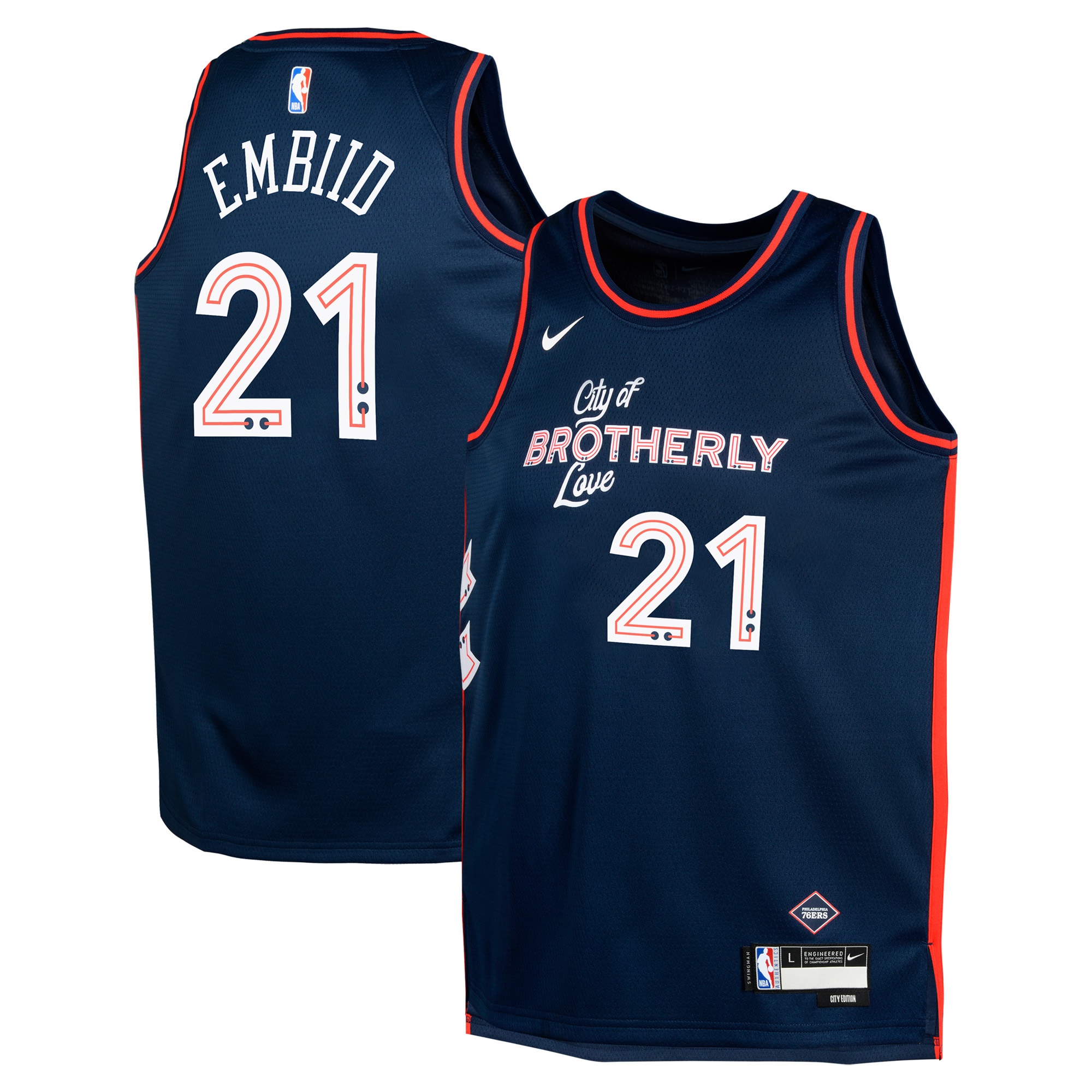 youth philadelphia 76ers joel embiid nike navy swingman replica jersey – city edition – Genuine NBA Hats & Jerseys for Fans