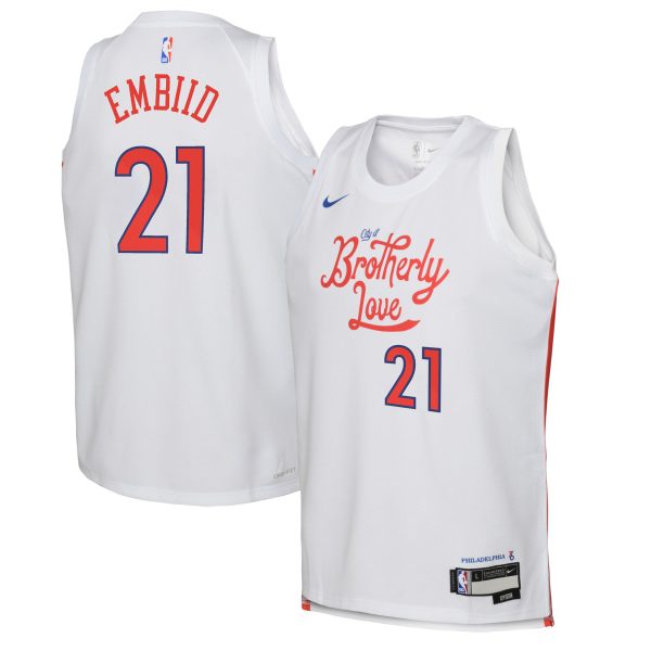 youth philadelphia 76ers joel embiid nike white 202223 swingman jersey – city edition – Genuine NBA Hats & Jerseys for Fans
