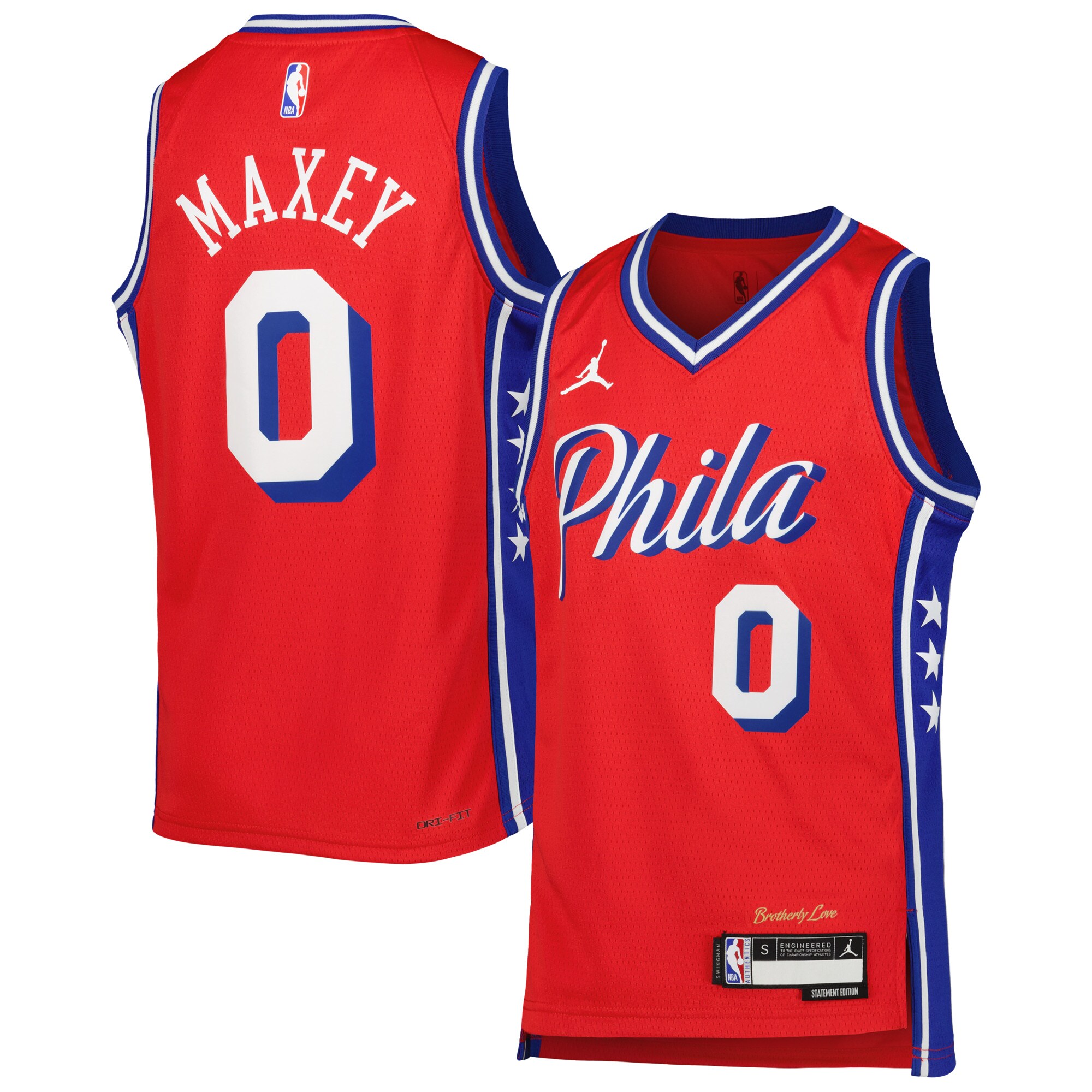 youth philadelphia 76ers tyrese maxey jordan brand red swingman jersey – statement edition – Genuine NBA Hats & Jerseys for Fans