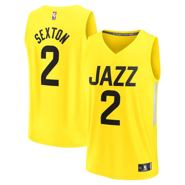 youth utah jazz collin sexton fanatics yellow fast break player jersey – icon edition – Genuine NBA Hats & Jerseys for Fans