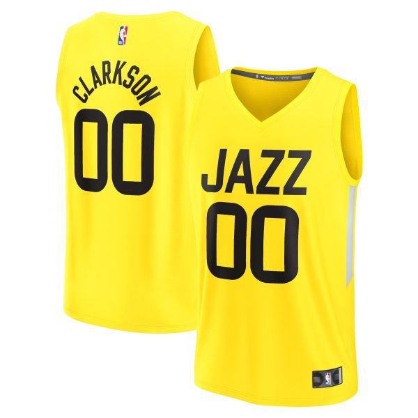 youth utah jazz jordan clarkson fanatics yellow fast break player jersey – icon edition – Genuine NBA Hats & Jerseys for Fans
