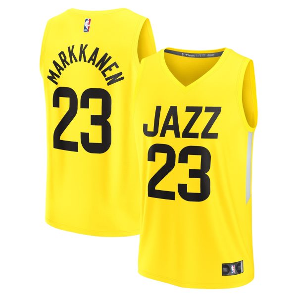 youth utah jazz lauri markkanen fanatics yellow fast break player jersey – icon edition – Genuine NBA Hats & Jerseys for Fans