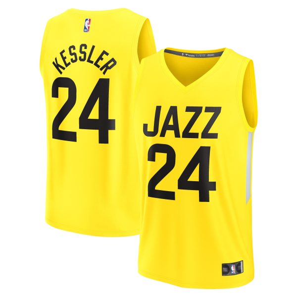 youth utah jazz walker kessler fanatics yellow fast break player jersey – icon edition – Genuine NBA Hats & Jerseys for Fans